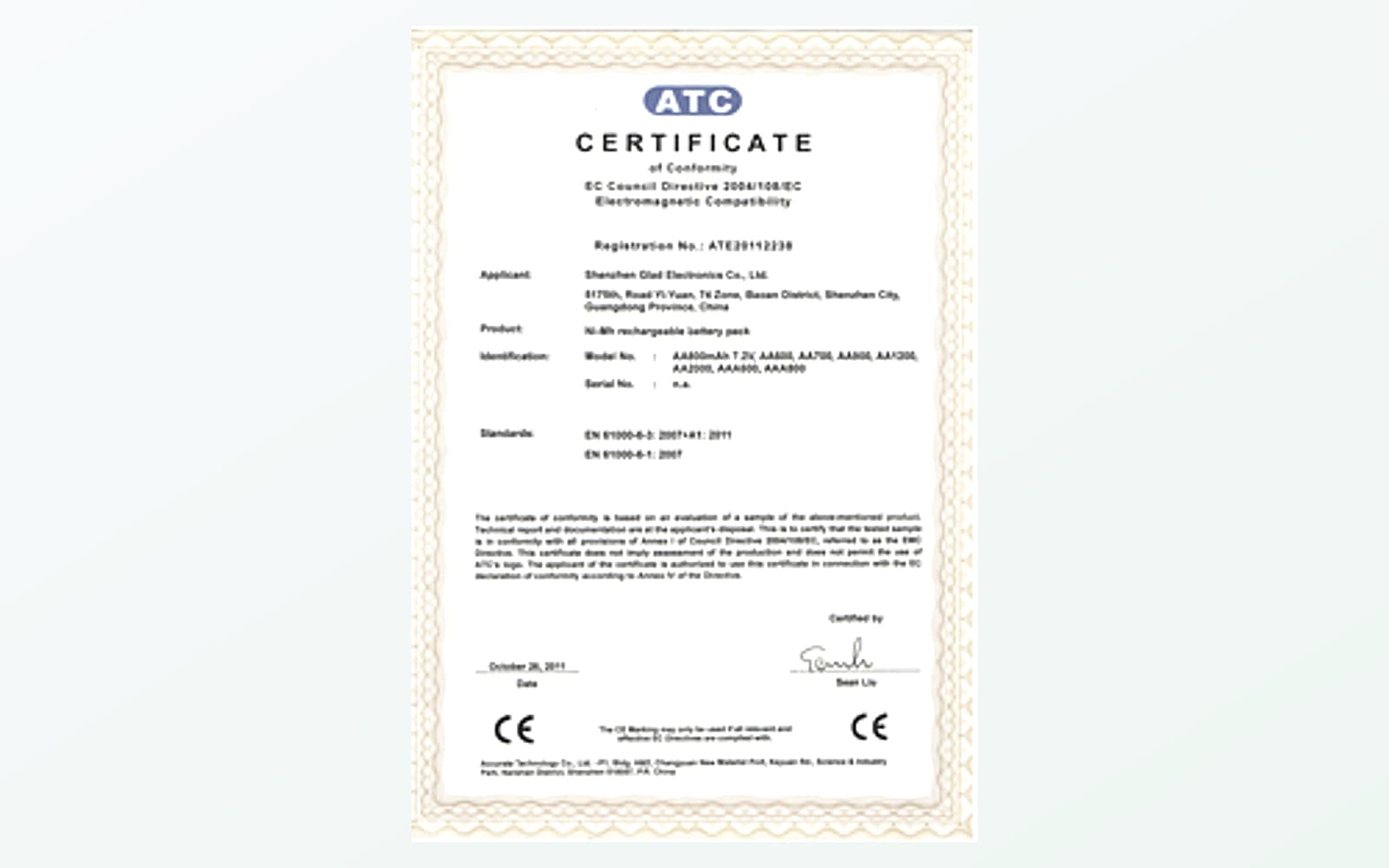 EC Conformity Certificate